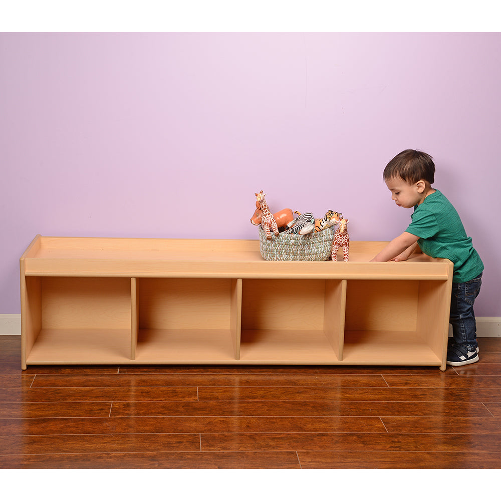 Toddler-Sized Open Storage Unit with Lip Edge | 60” Baltic Birch Shelf and Work Surface