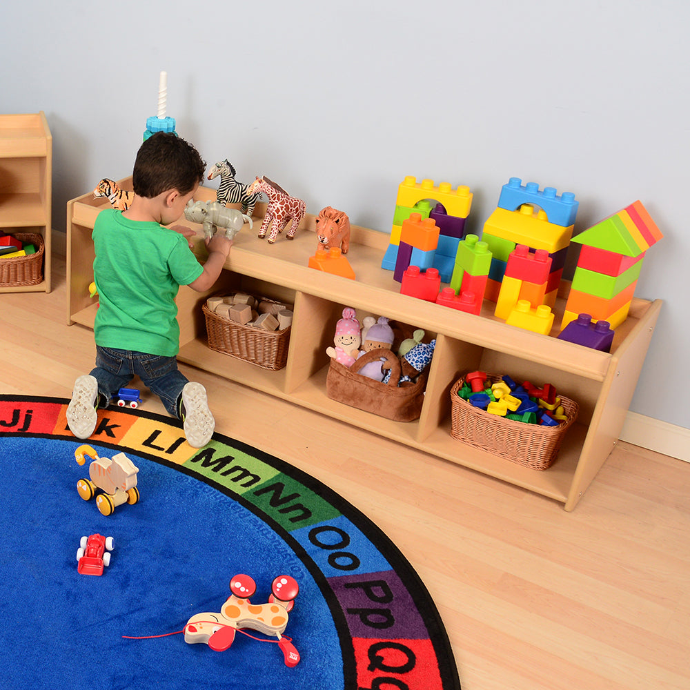 Toddler-Sized Open Storage Unit with Lip Edge | 60” Baltic Birch Shelf and Work Surface