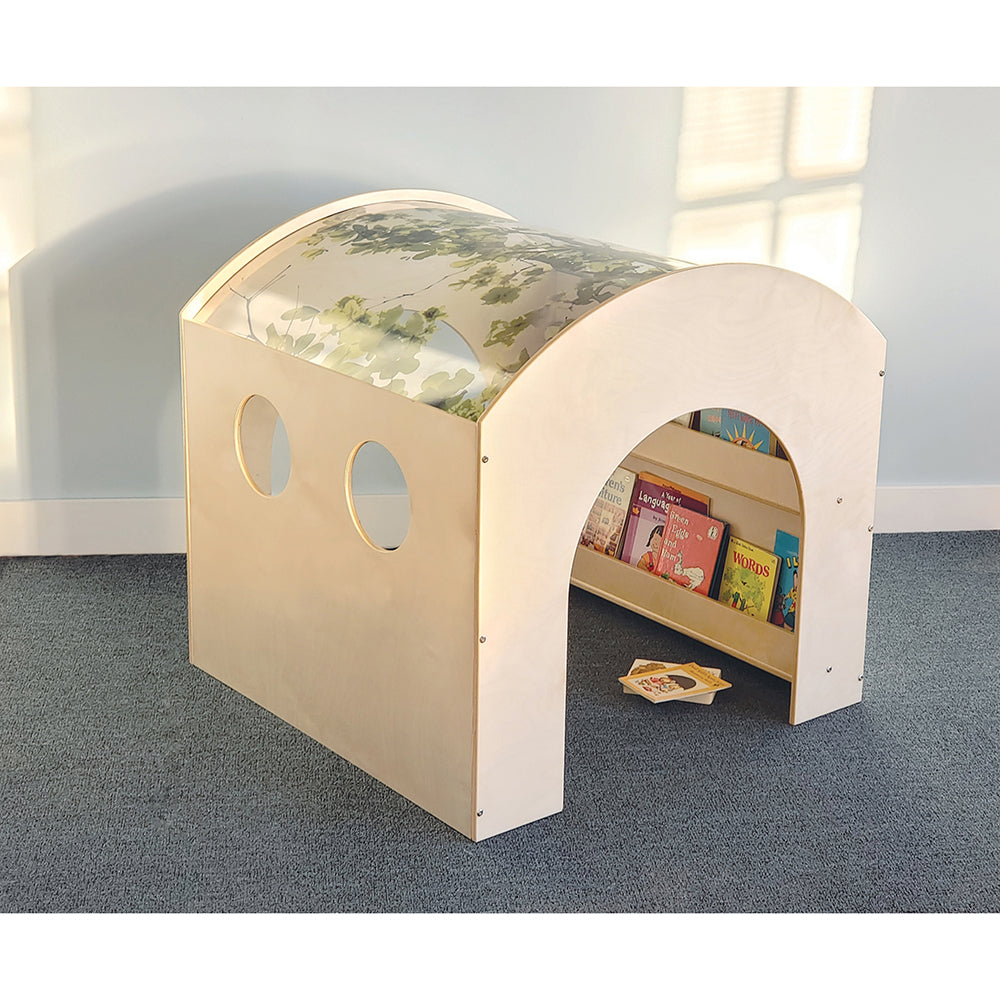 Nature View Reading Nook | Biophilic Canopy Retreat with Book Display & Easy Access