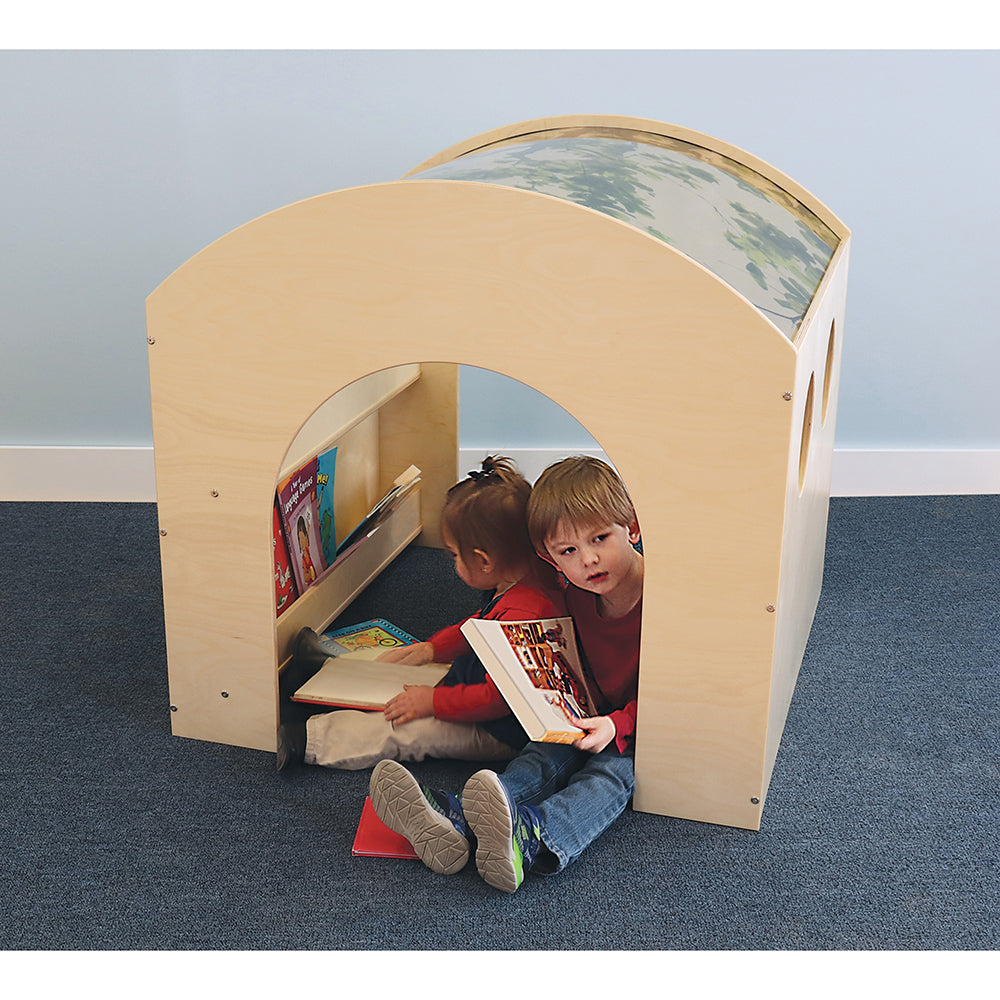 Nature View Reading Nook | Biophilic Canopy Retreat with Book Display & Easy Access