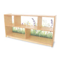 Nature View 24-inch Tall Toddler Storage Cabinet | Acrylic Back with Nature Scene & Safe Rounded Edges