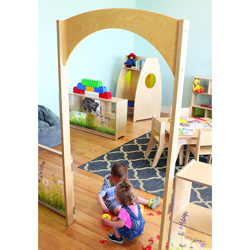 Nature View Adult-Height Divider Archway | Biophilia-Inspired Early Education Room Entry