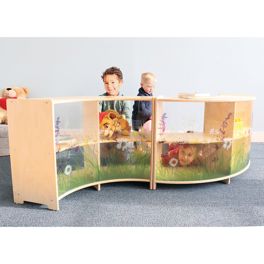 Nature View 24 Curve-Out Toddler Storage Cabinet with Acrylic Nature Scene Back
