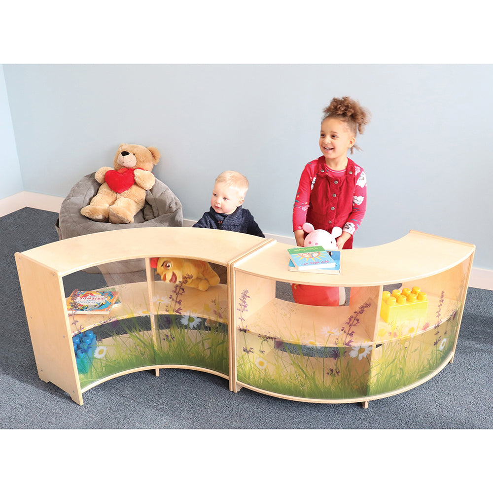 Nature View 24 Curve-Out Toddler Storage Cabinet with Acrylic Nature Scene Back