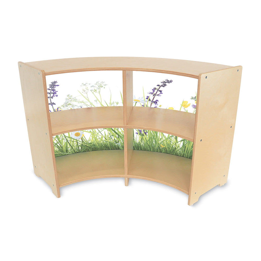 Nature View 24 Curve-Out Toddler Storage Cabinet with Acrylic Nature Scene Back