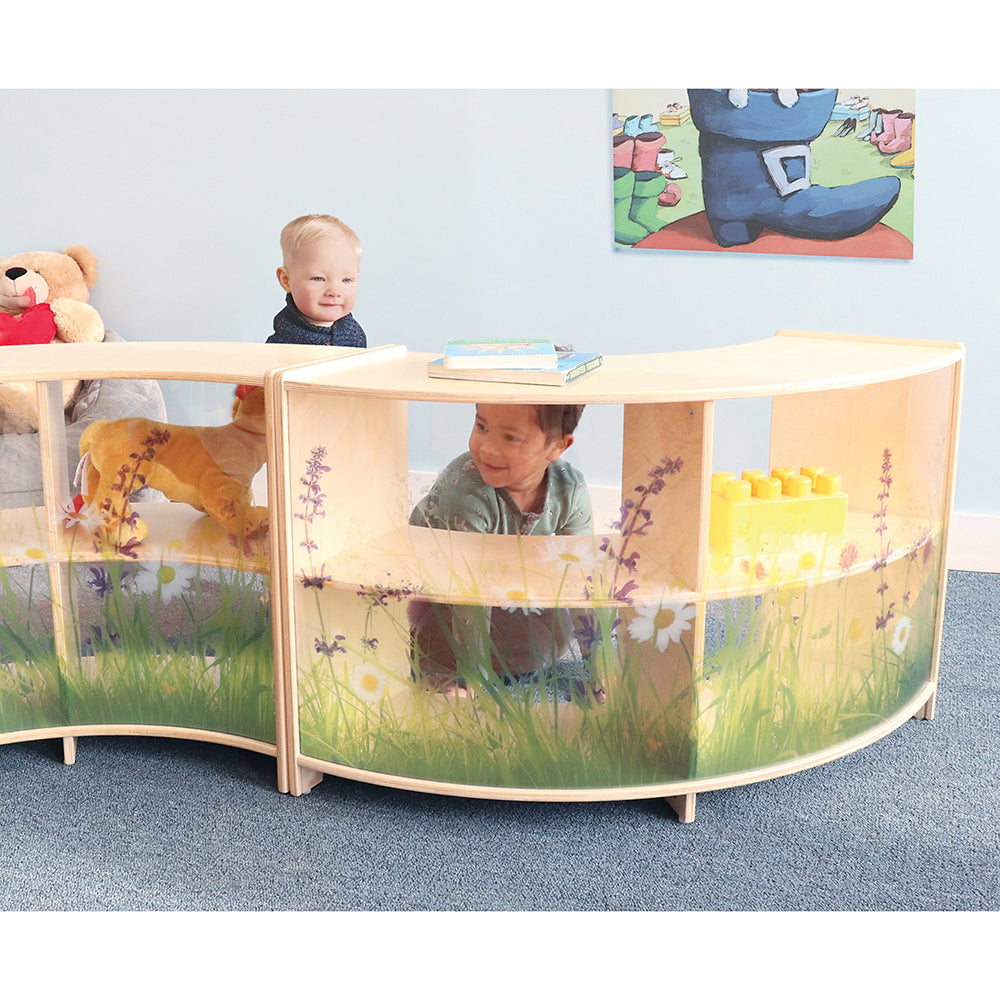 Nature View 24 Curve-Out Toddler Storage Cabinet with Acrylic Nature Scene Back